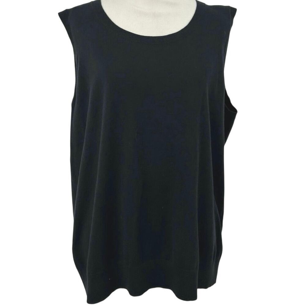 Talbots Black Pima Cotton Sleeveless Sweater Top Womens 2X Casual Basic